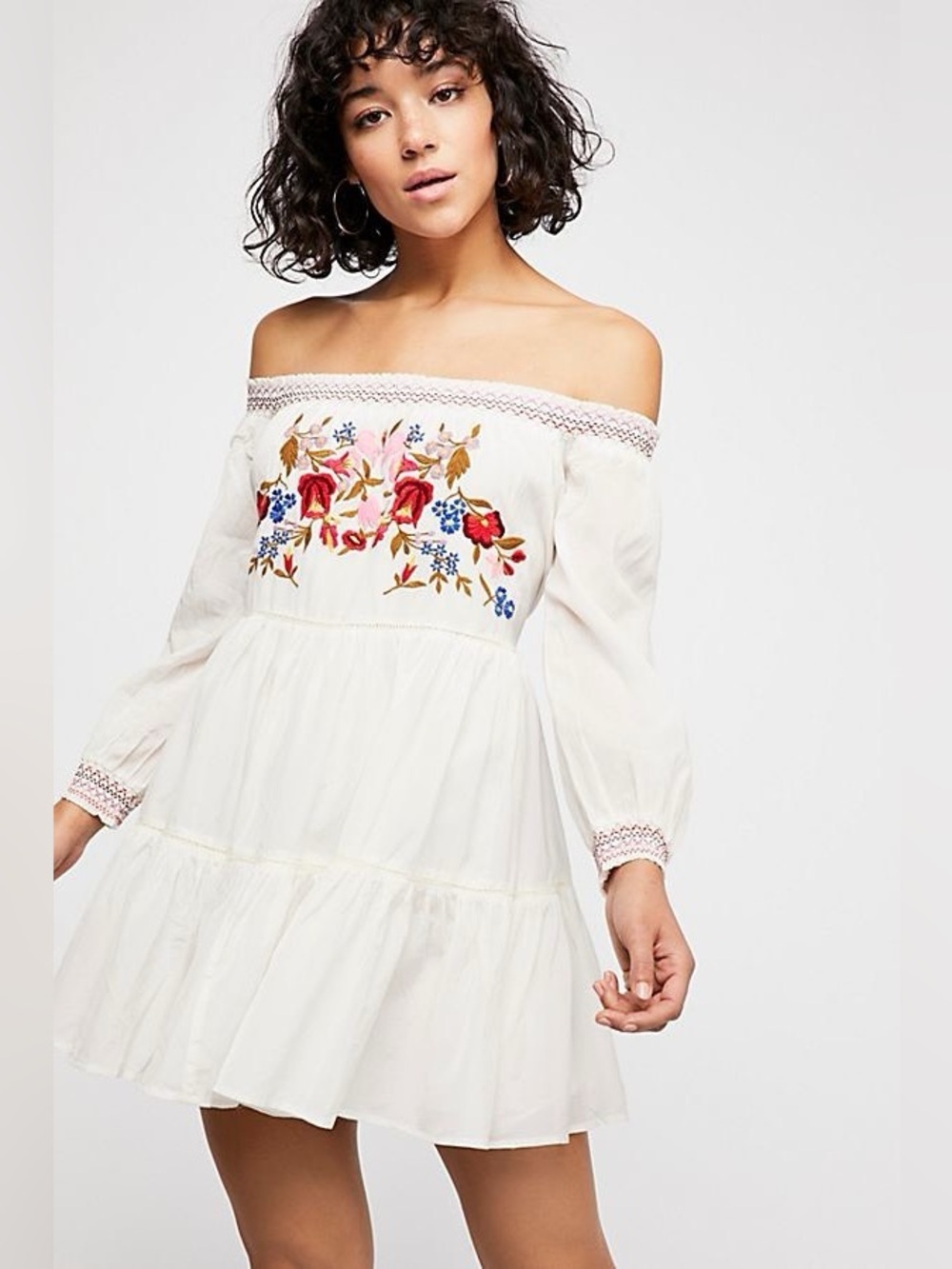 Free People - Sunbeams Mini White Embroidery Dress